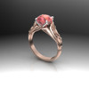 Lotus Flower Engagement Ring with Padparadscha Sapphire Floral