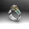 Celtic Knot Engagement Ring Set with Moissanite Lab Created Diamonds and Emeralds