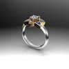 Star of David | 14k white and yellow gold ring with Moissanite and lab-created sapphires