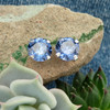 Blue Sapphire Stud Earrings in Platinum, 14k Gold, or Silver | Denim Cornflower Blue | Lab Created