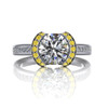 Yellow Half Halo Engagement Ring  Round 1ct Diamond