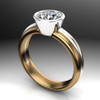 Diamond Engagement Ring, 1 Carat Bezel Set Diamond in Two-Tone Gold Band angled view