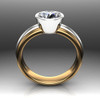 Diamond Engagement Ring, 1 Carat Bezel Set Diamond in Two-Tone Gold Band front view