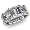 Men's Gay Engagement Ring, Two Stone Diamond Ring Double Band overhead view