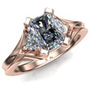 3 stone engagement ring emerald cut diamond