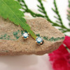 Blue diamond earrings in 14k gold studs 