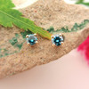 Blue diamond earrings in 14k gold studs 