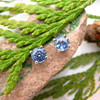14k White Gold Stud Earrings with Blue Sapphires Ceylon