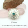 4mm stud earring with US dime for scale