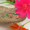 Pink Orange Lotus Sapphire Sterling Silver Stud Earrings 
