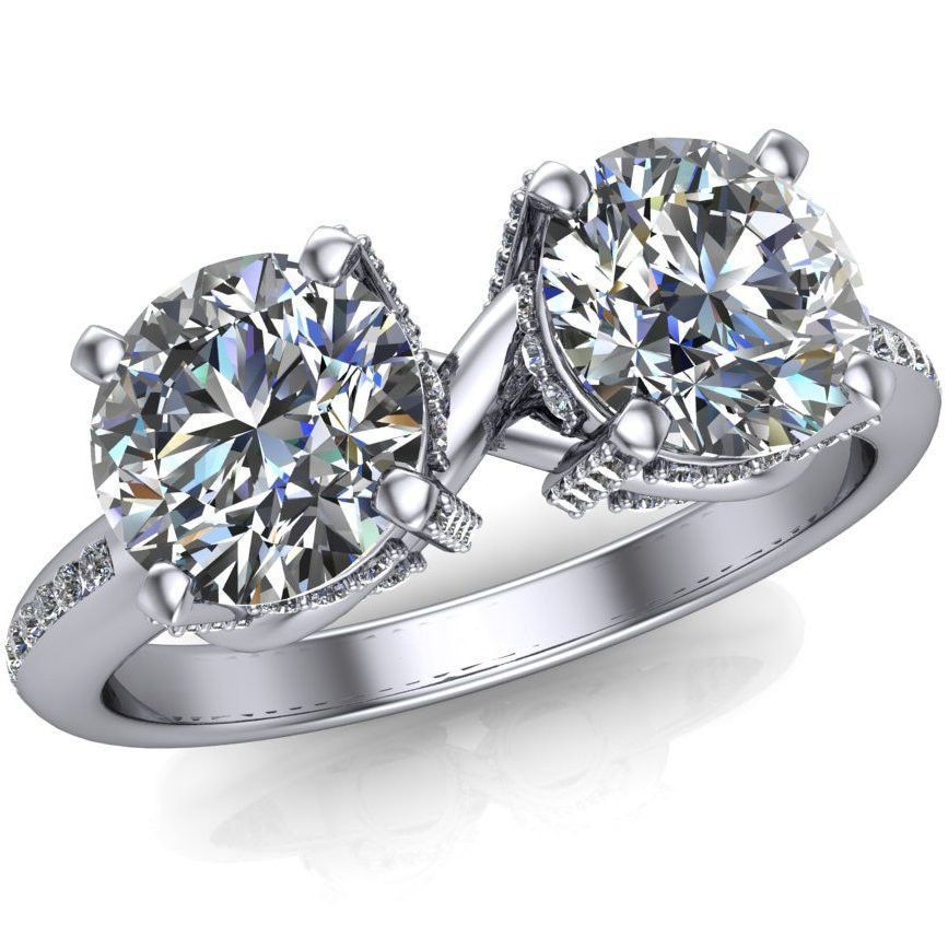 Two Stone Engagement Ring with Infinity Symbol and Diamonds — free download