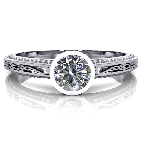 Filigree Bezel Engagement Ring | Round 1/3 Carat Diamond