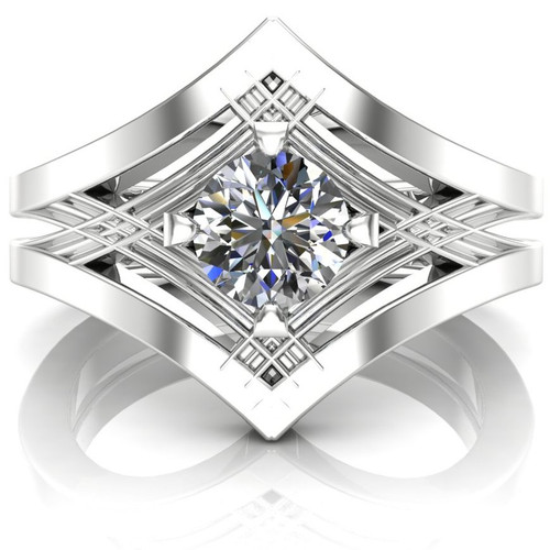 Dramatic art deco diamond engagement ring