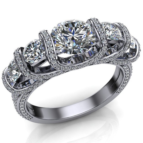 Royalty Five Stone Engagement Ring | Round 2+ Cts Diamonds