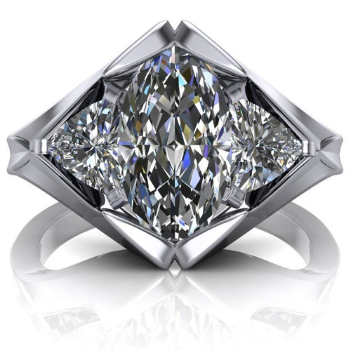 Diamond Peak Engagement Ring | Marquise 1.5ct Moissanite