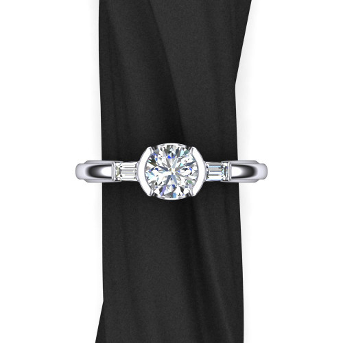 Narrow Half Bezel Engagement Ring | Round 1ct Diamond