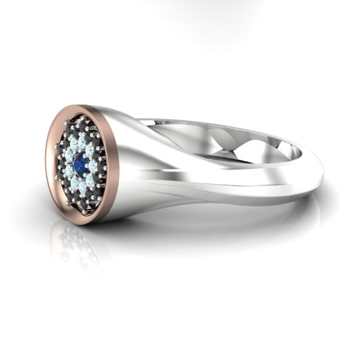 Signet Style Floral Custom Engagement Ring