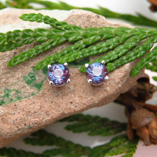 Platinum Alexandrite stud earrings