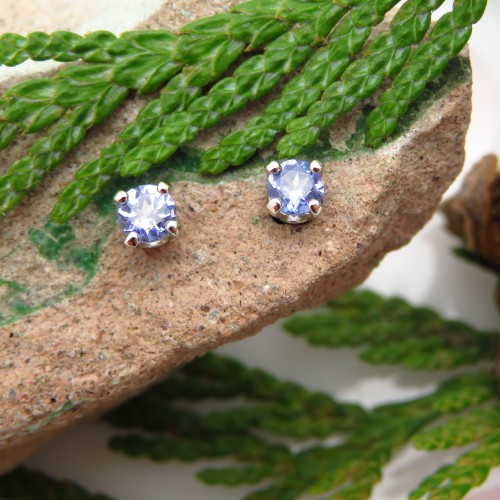 14k White Gold Stud Earrings with Tanzanite