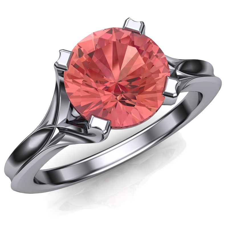 Padparadscha Sapphire Engagement Ring Minimalist Architectural Solitaire