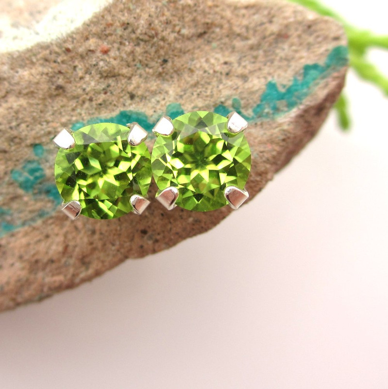 Peridot Stud Earrings in Sterling Silver