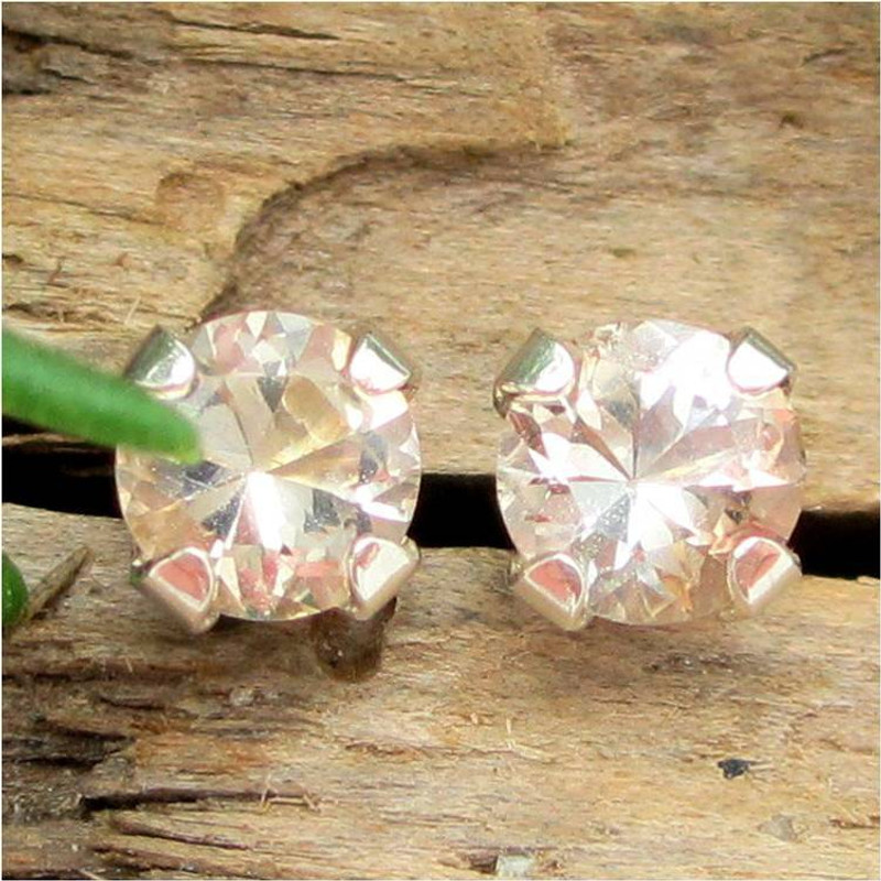 Tan Topaz Stud Earrings, Small 4mm Lot 2