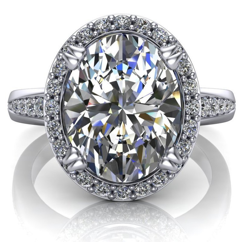 Halo Tapered Engagement Ring | Oval 3 Carat Diamond