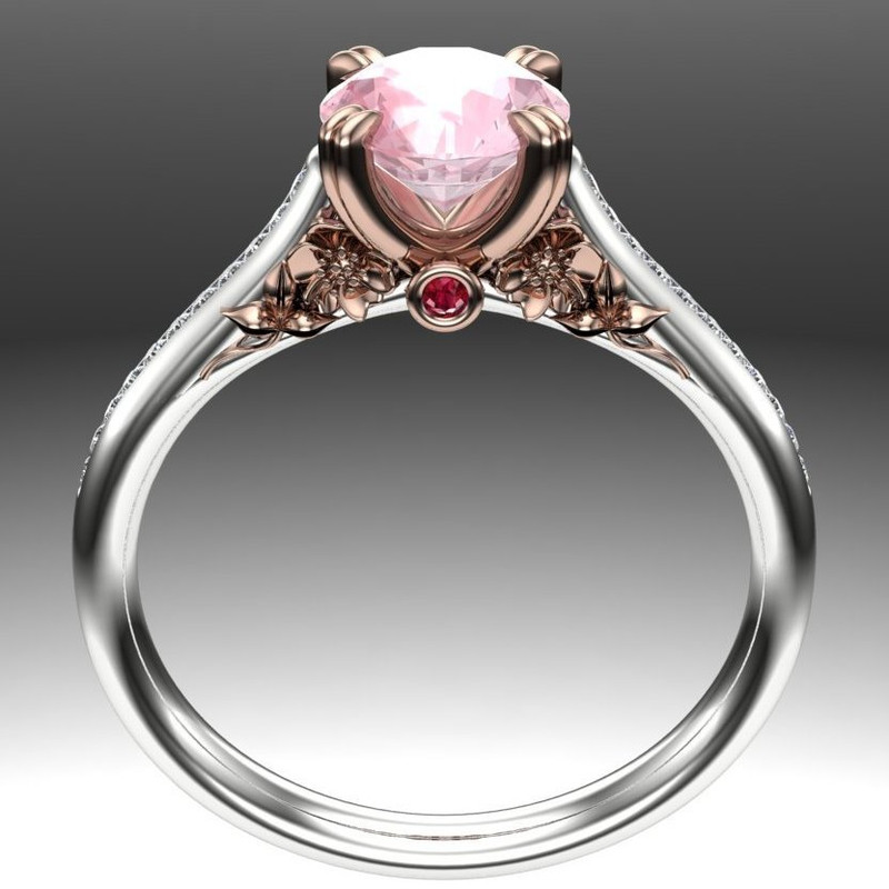 Hibiscus Garden Gemstone Ring | Round 1ct Morganite & Ruby