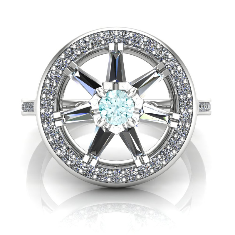 Custom Wheel of Fire Diamond Engagement Ring