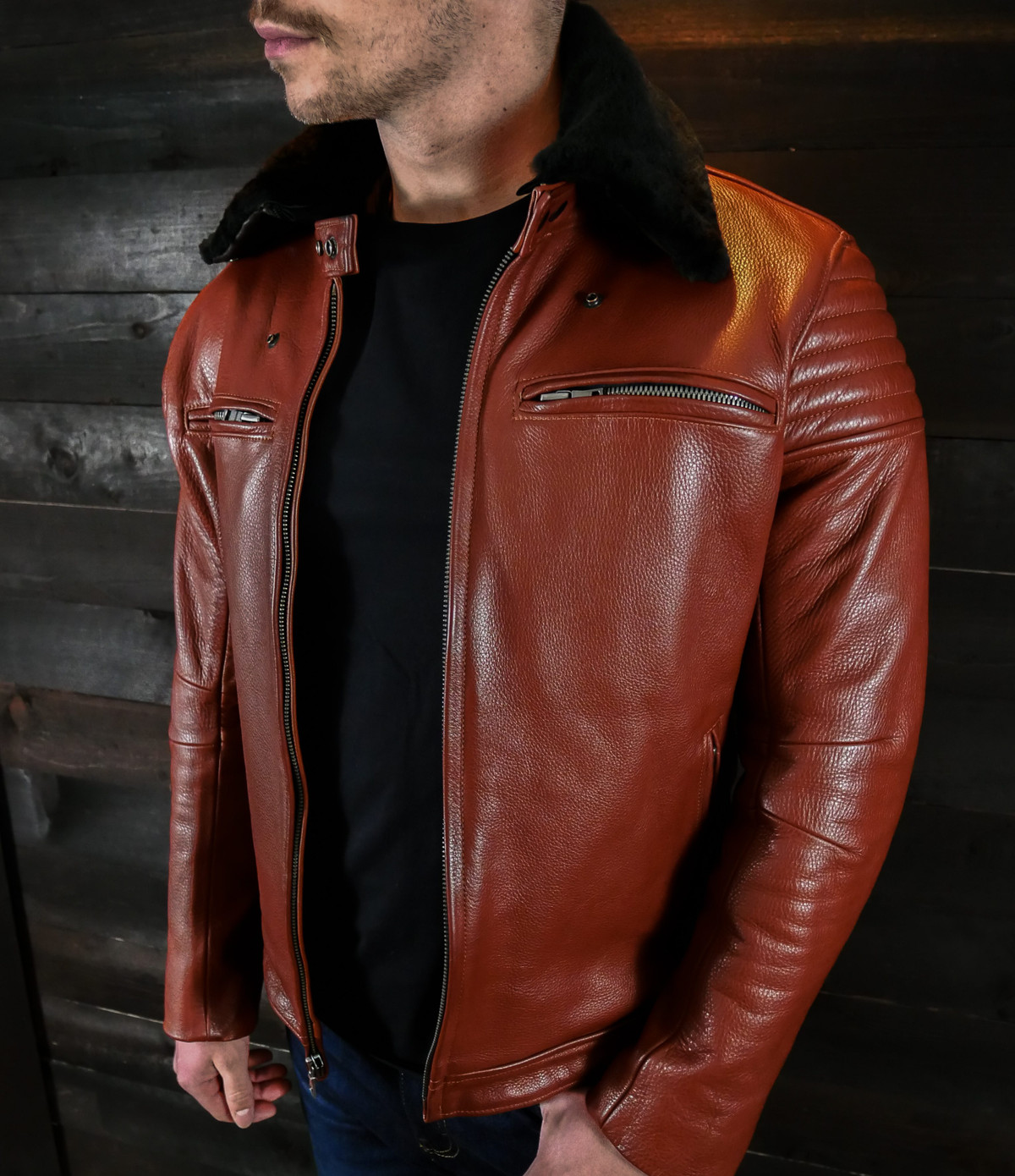 Black Shearling Collar - VKTRE Moto Co.