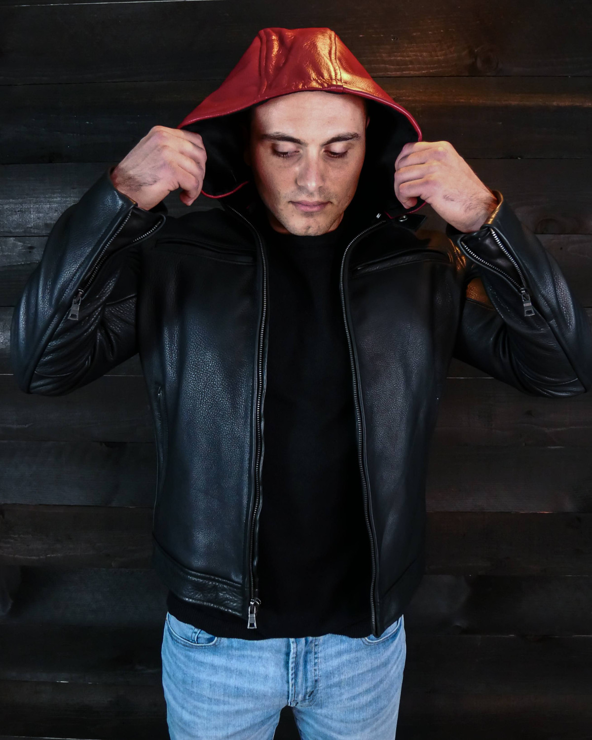 Cool Red Leather Jacket, Men's Jacket