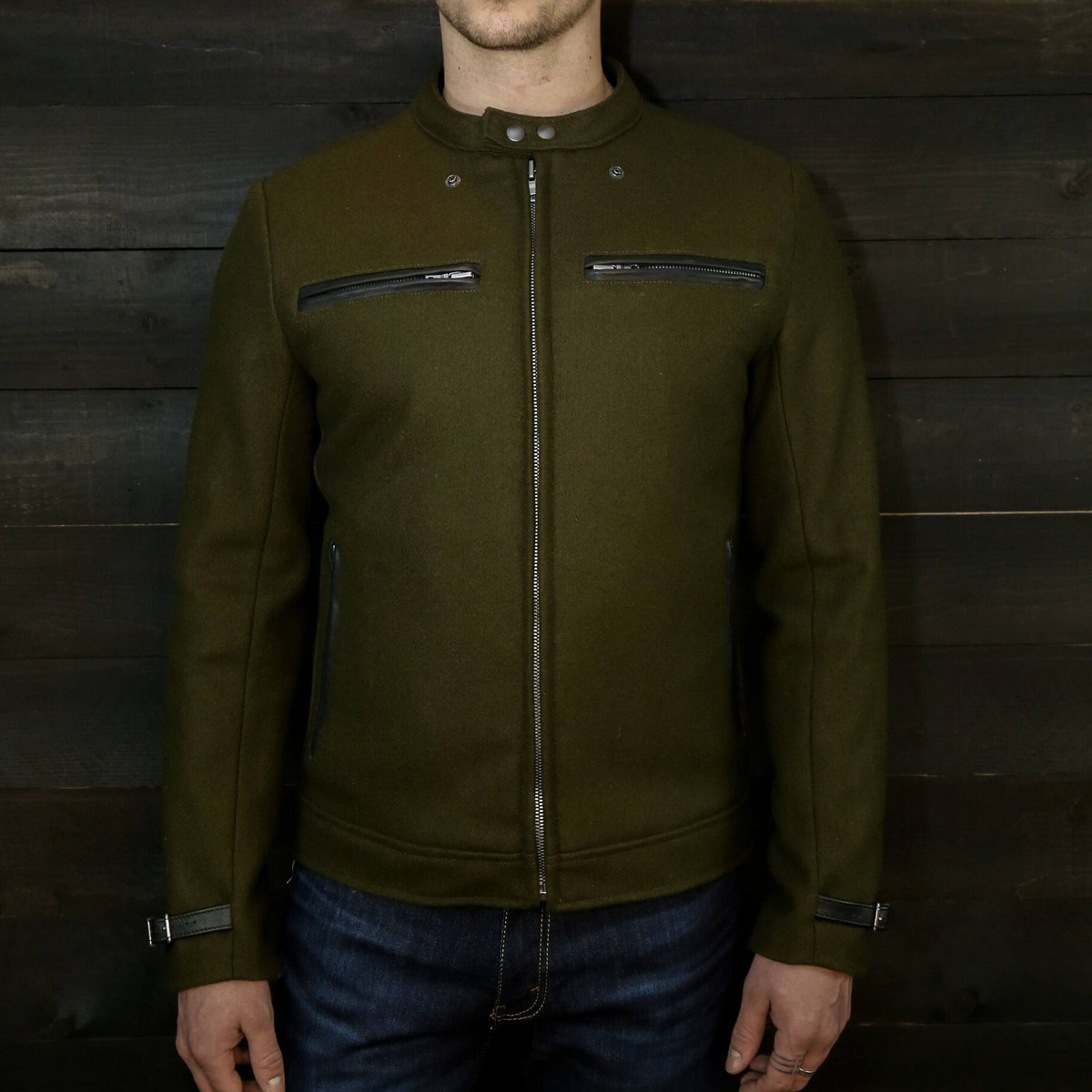 The Pilot Racer Jacket in Forest Wool - VKTRE Moto Co.