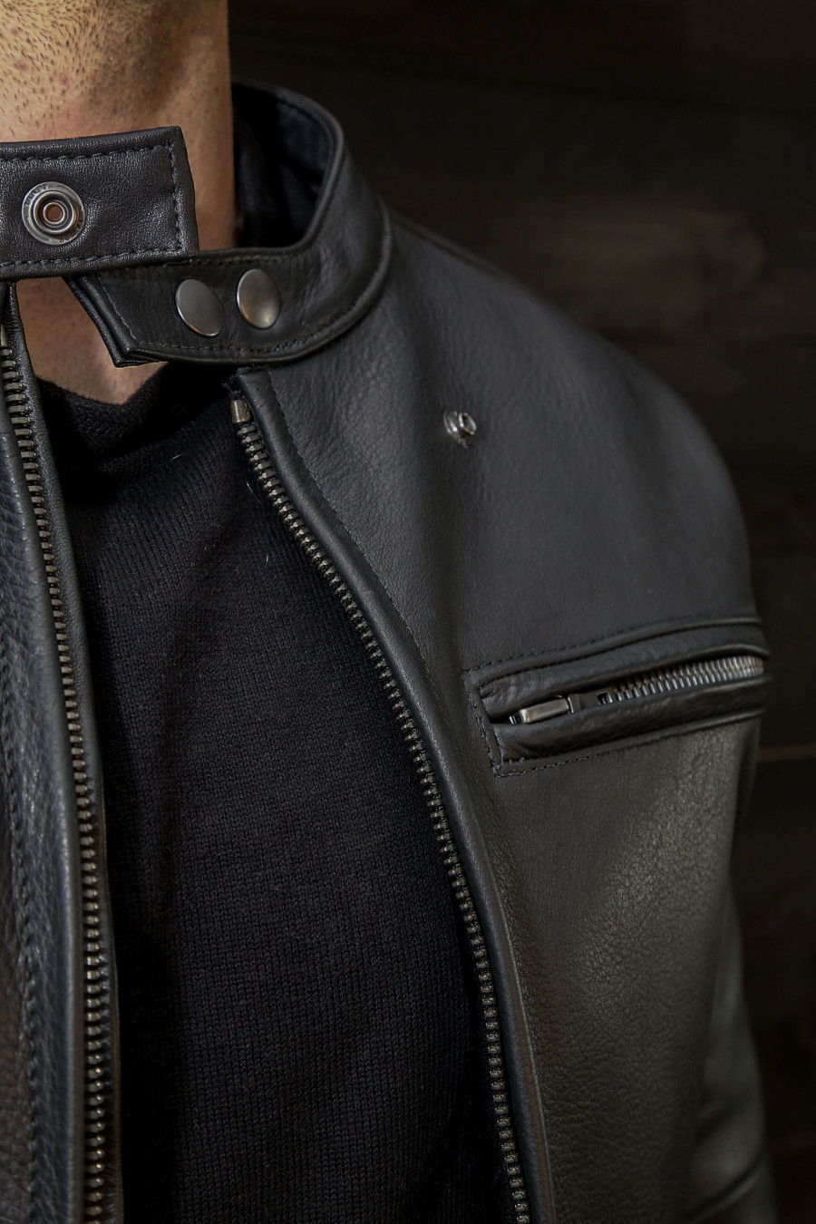 The Pilot Racer motorcycle jacket in black leather - VKTRE Moto Co.