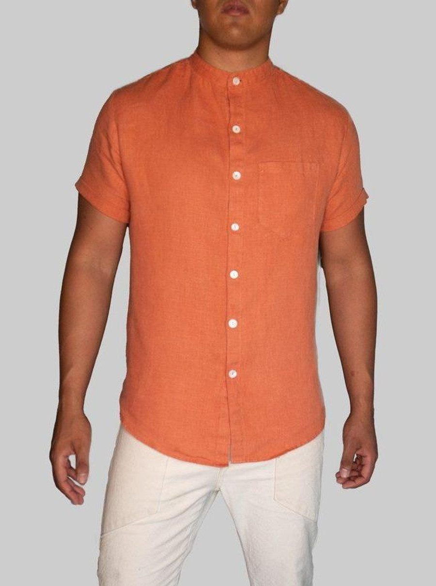 Linen Button Up Tangerine