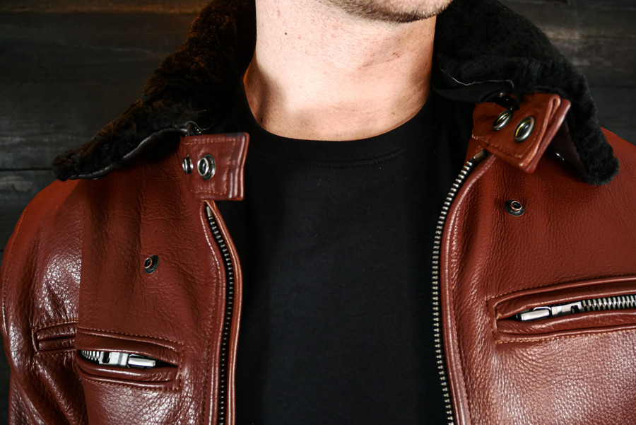 The Pilot Racer with Black Shearling Collar - VKTRE Moto Co.