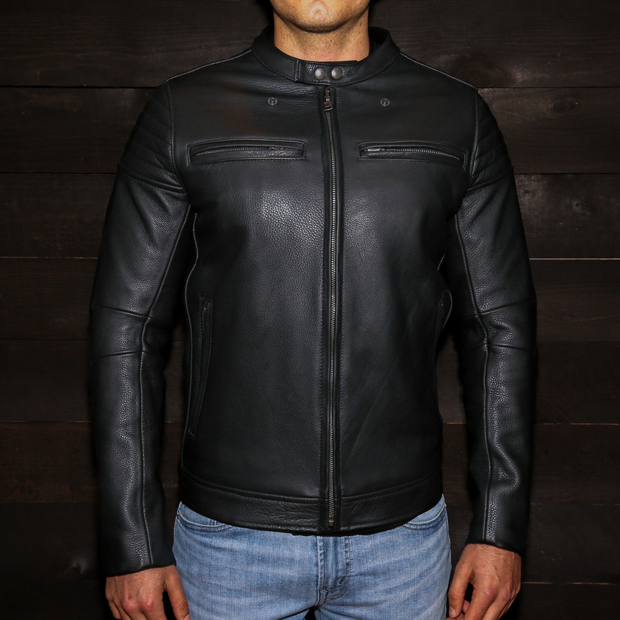 Luxury Black Leather Motorcycle jacket by VKTRE Moto Co.