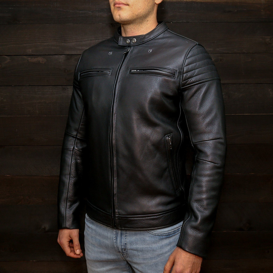 Luxury Black Leather Motorcycle jacket by VKTRE Moto Co.