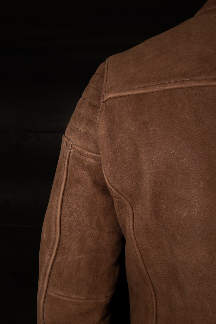 handmade brown nubuck leather motorcycle jacket VKTRE Moto Co Pilot Racer made in LA