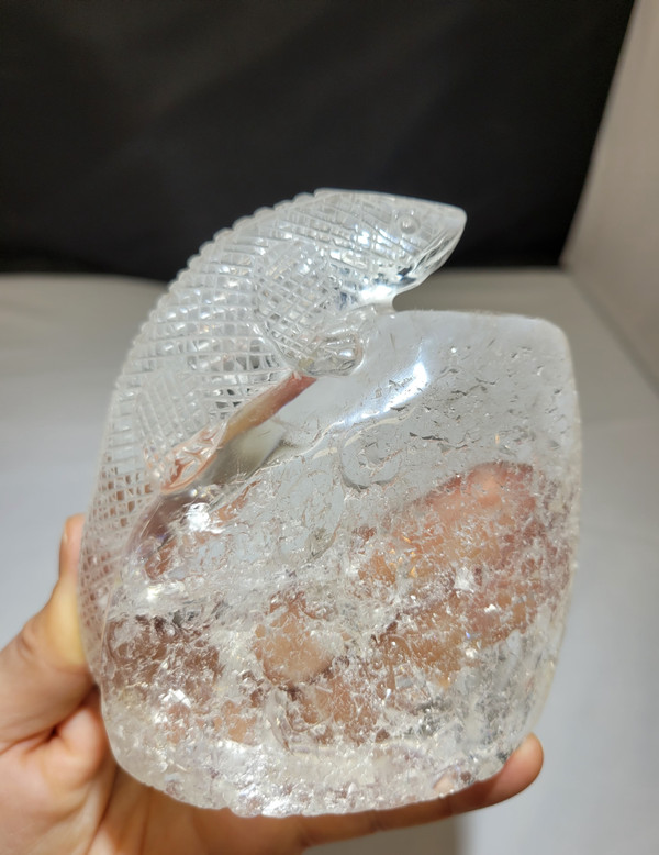 Clear Quartz Hand Carved Lizard Large Size Carving