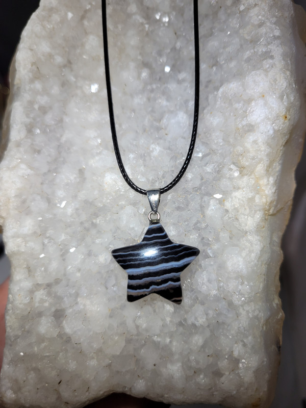 Black agate star necklace