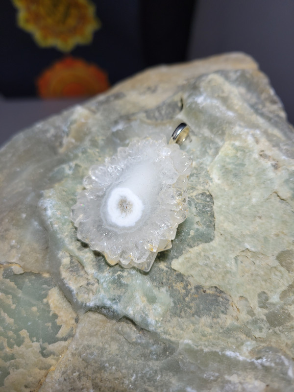 Quartz stalactite flower pendant