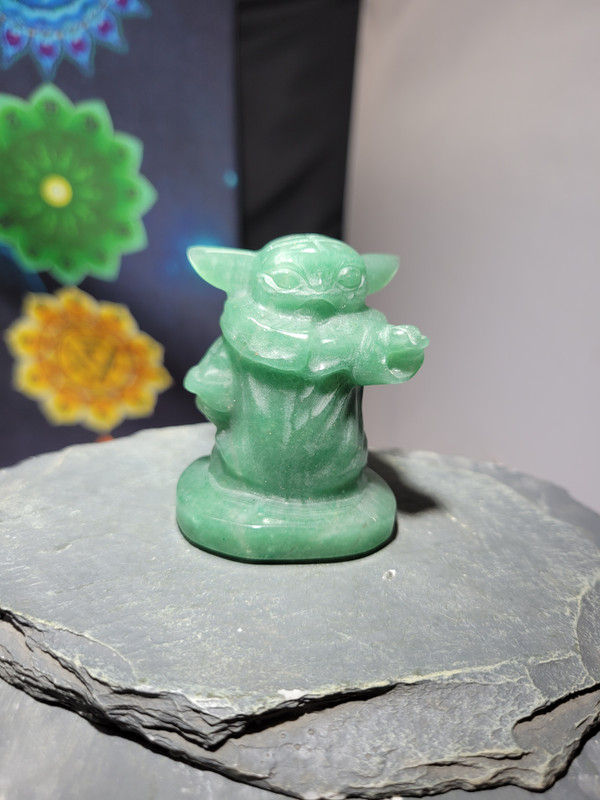 Green Aventurine Yoda Carving