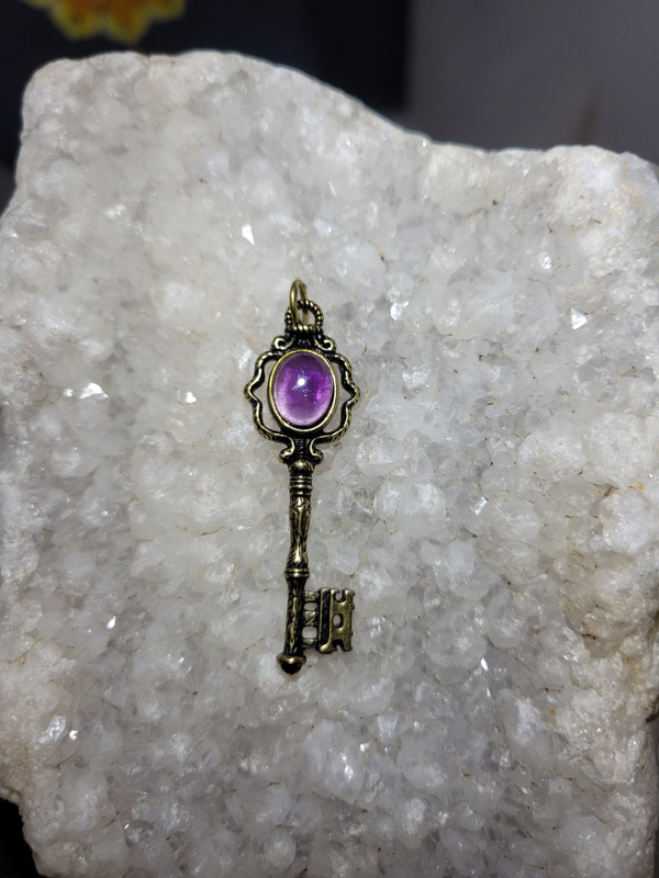 Amethyst key pendant