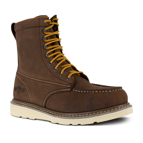 steel toe boots with defined heel