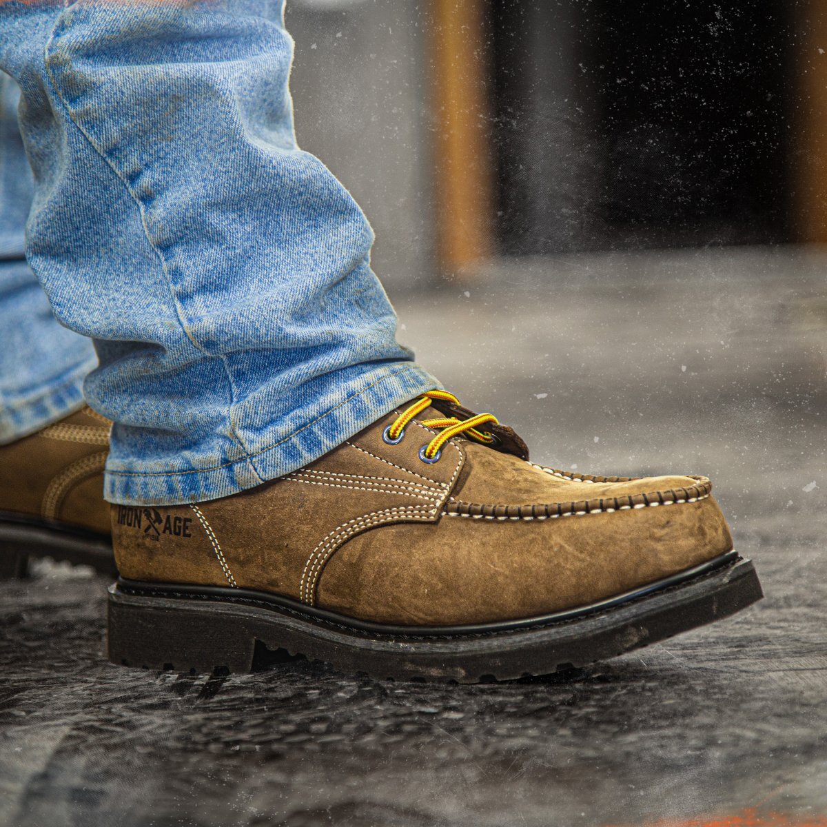 ia5066-moc-toe-work-boot.jpg Close up view of men's moc toe work boot in style IA5066