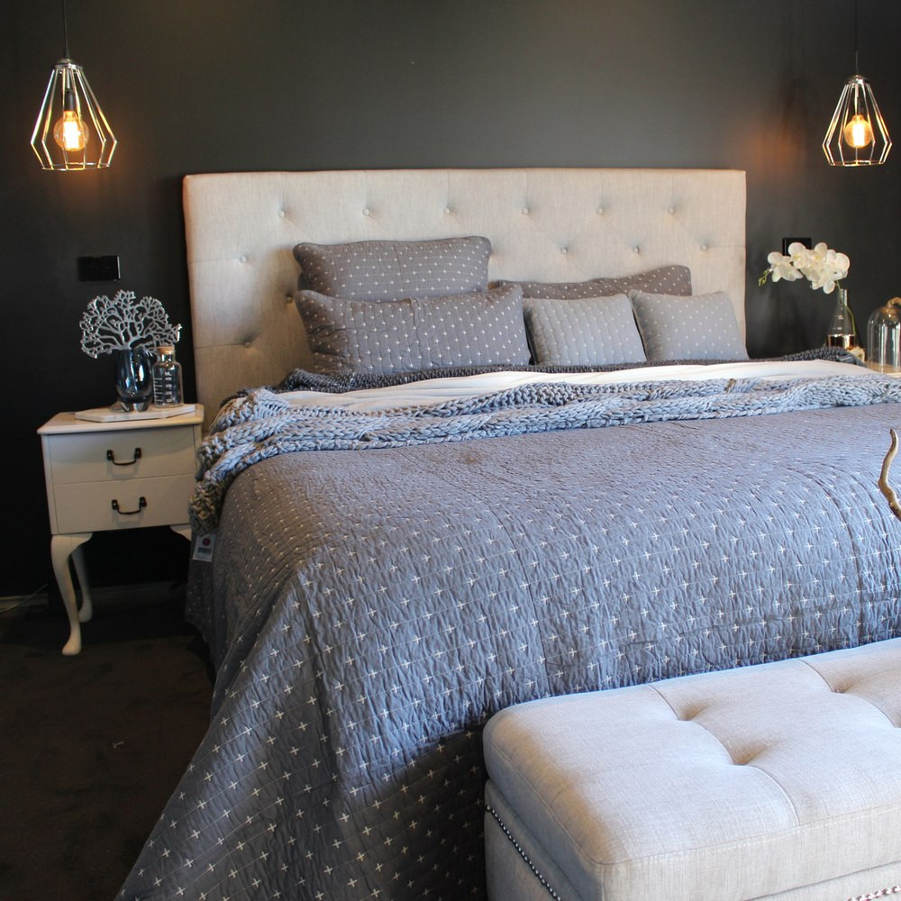 Cross Inspired Charcoal/Grey Quilt Bedspread Set of 3 TheLinenCottonCo