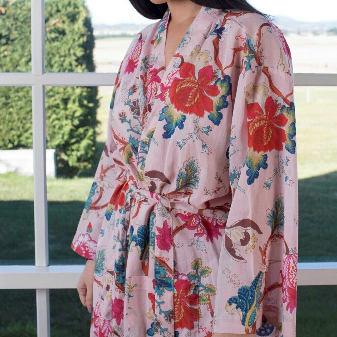 pink kimono dressing gown