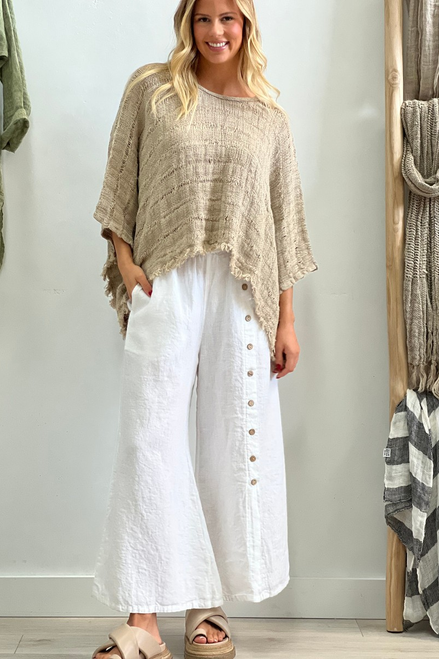 Bruna Button Wide Legged Pants White