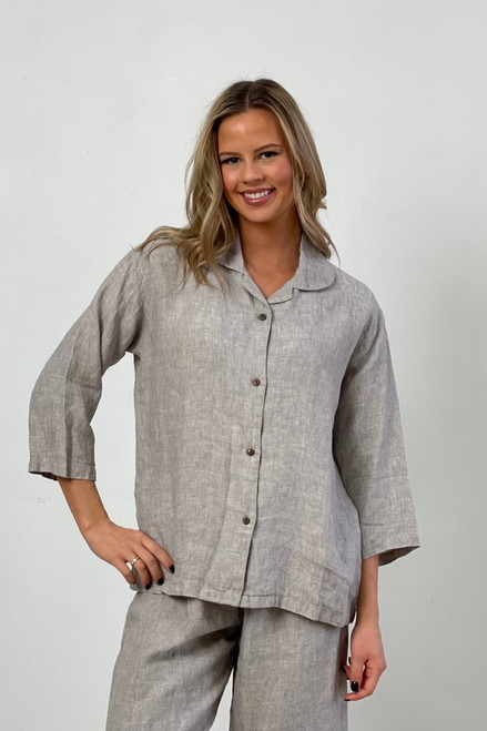 Bria 3/4 Sleeves Shirt Grey & White