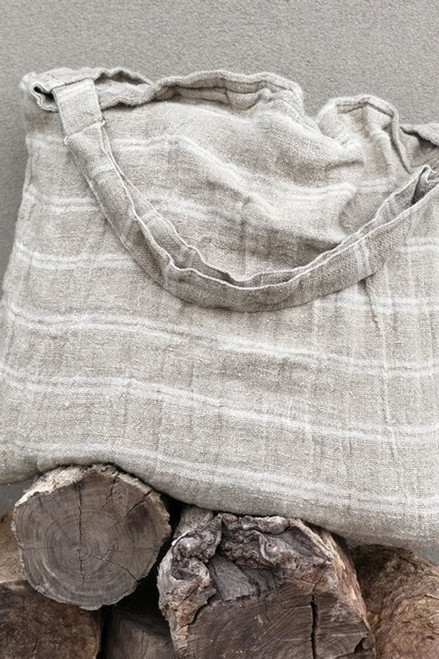 Oversized Bag White Stripe Handloomed/Rustic Linen